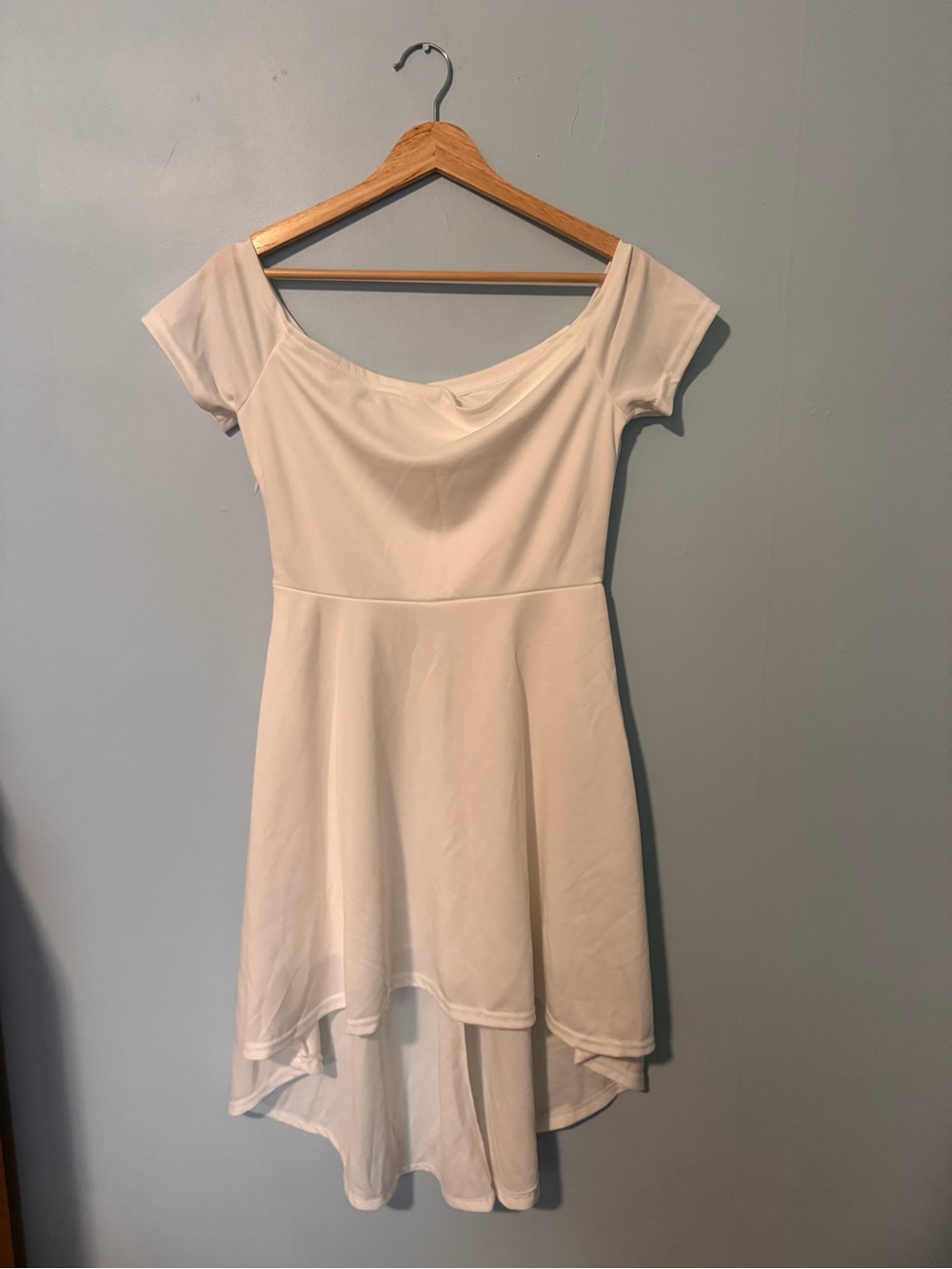 Elegant White High-Low Skater Dress